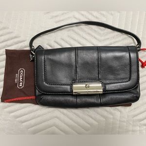Coach Kristin Large Black Leather Wristlet